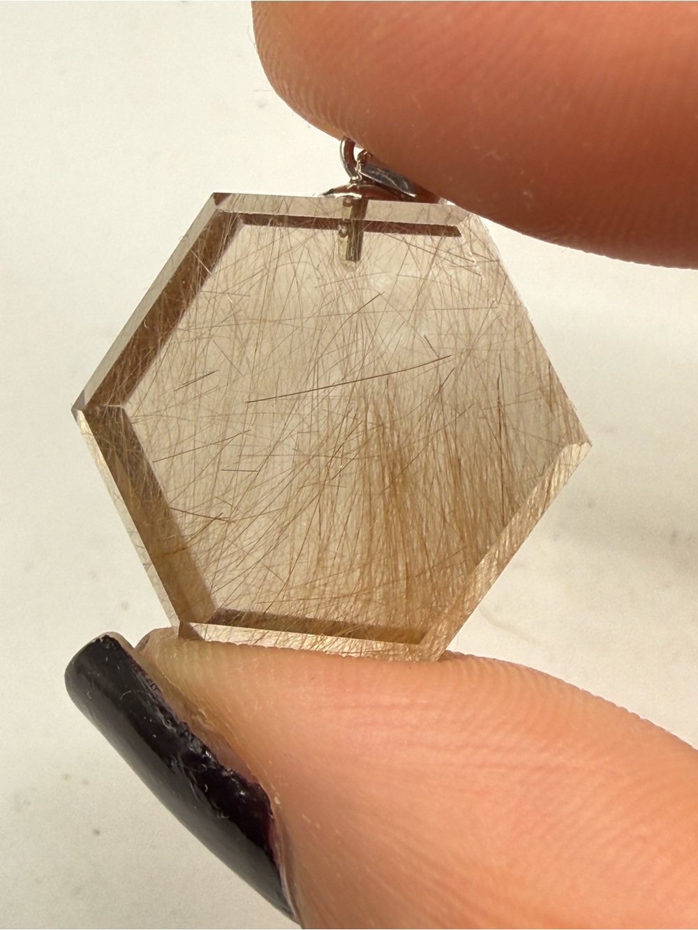 Gorgeous Hexagon-Cut Golden Rutilated Smoky Quartz Pendant